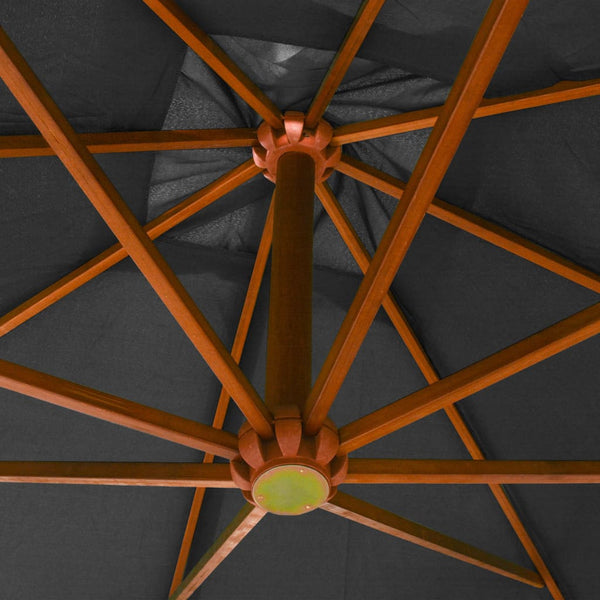 vidaXL Cantilever Parasol with Pole Anthracite 3x3 m Solid Fir Wood