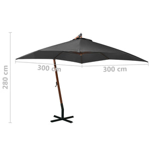 vidaXL Cantilever Parasol with Pole Anthracite 3x3 m Solid Fir Wood