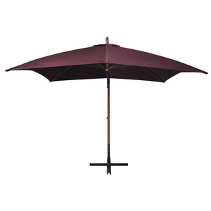 vidaXL Cantilever Parasol with Pole Claret Red 3x3 m Solid Fir Wood
