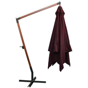 vidaXL Cantilever Parasol with Pole Claret Red 3x3 m Solid Fir Wood