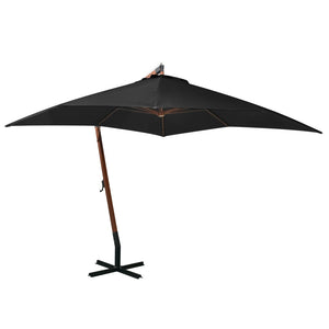 vidaXL Cantilever Parasol with Mast Black 3x3 m Solid Fir Wood