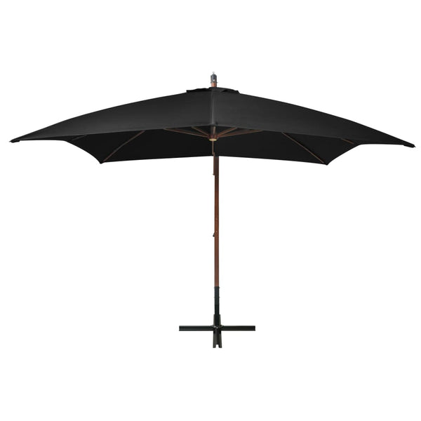 vidaXL Cantilever Parasol with Mast Black 3x3 m Solid Fir Wood