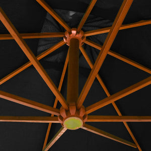 vidaXL Cantilever Parasol with Mast Black 3x3 m Solid Fir Wood