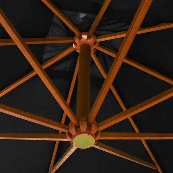 vidaXL Cantilever Parasol with Mast Black 3x3 m Solid Fir Wood