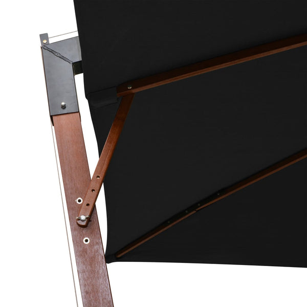 vidaXL Cantilever Parasol with Mast Black 3x3 m Solid Fir Wood