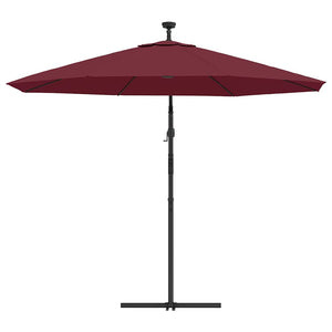 vidaXL Cantilever Parasol with LED Lights and Steel Pole Wine Red