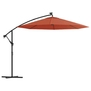 vidaXL Cantilever Parasol with LED Lights and Steel Pole Terracotta