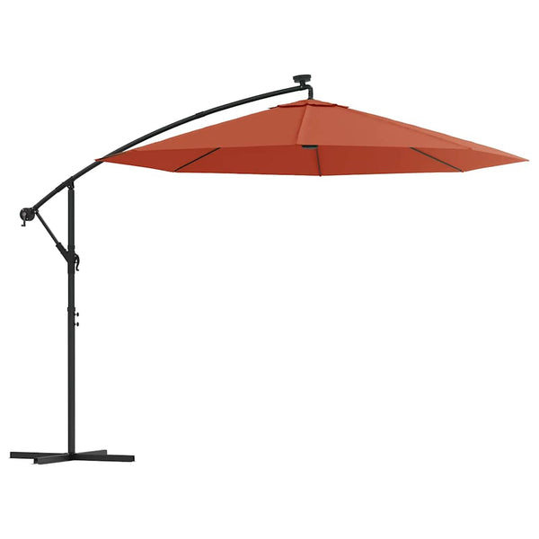 vidaXL Cantilever Parasol with LED Lights and Steel Pole Terracotta