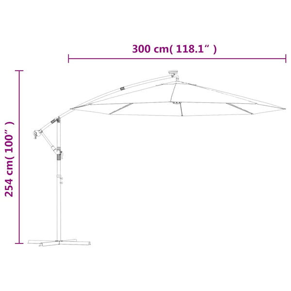 vidaXL Cantilever Parasol with LED Lights and Steel Pole Terracotta