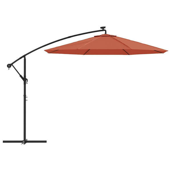 vidaXL Cantilever Parasol with LED Lights and Steel Pole Terracotta