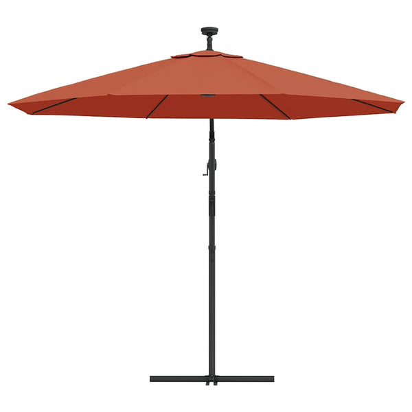 vidaXL Cantilever Parasol with LED Lights and Steel Pole Terracotta