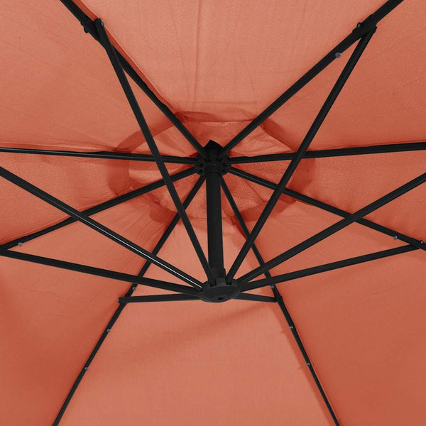 vidaXL Cantilever Parasol with LED Lights and Steel Pole Terracotta