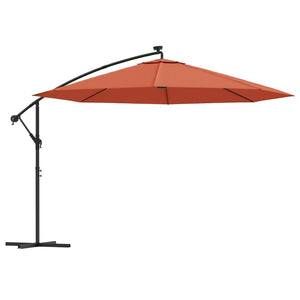 vidaXL Cantilever Parasol with LED Lighting Steel Pole Terracotta 350 cm