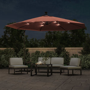 vidaXL Cantilever Parasol with LED Lighting Steel Pole Terracotta 350 cm