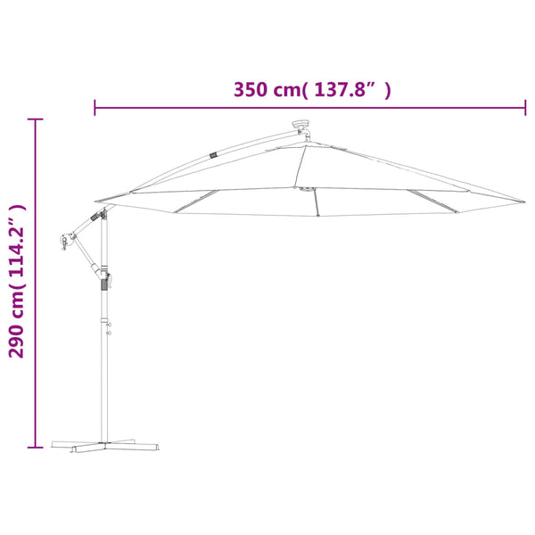 vidaXL Cantilever Parasol with LED Lighting Steel Pole Terracotta 350 cm