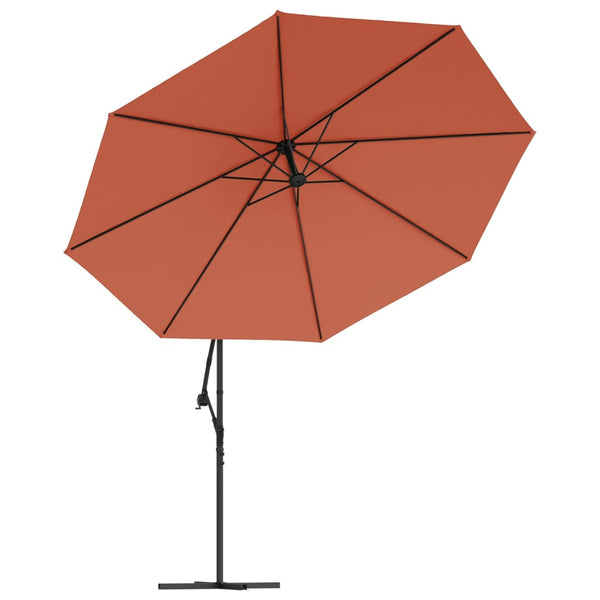 vidaXL Cantilever Parasol with LED Lighting Steel Pole Terracotta 350 cm