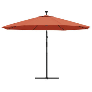 vidaXL Cantilever Parasol with LED Lighting Steel Pole Terracotta 350 cm