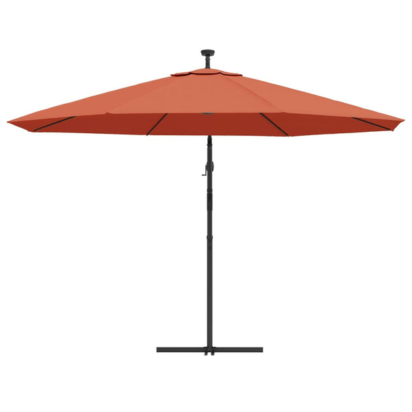 vidaXL Cantilever Parasol with LED Lighting Steel Pole Terracotta 350 cm