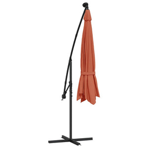 vidaXL Cantilever Parasol with LED Lighting Steel Pole Terracotta 350 cm
