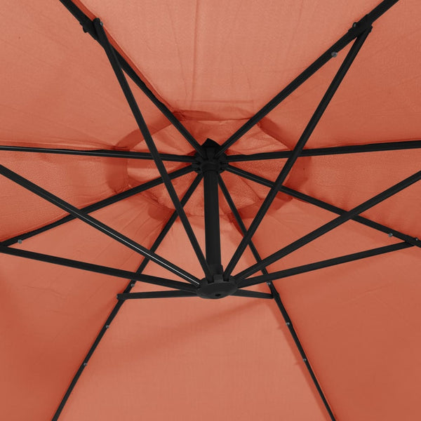 vidaXL Cantilever Parasol with LED Lighting Steel Pole Terracotta 350 cm