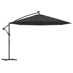 vidaXL Cantilever Parasol with LED Lighting Steel Pole Black 350 cm