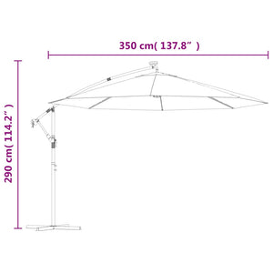 vidaXL Cantilever Parasol with LED Lighting Steel Pole Black 350 cm
