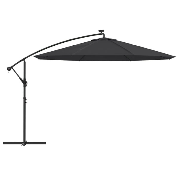 vidaXL Cantilever Parasol with LED Lighting Steel Pole Black 350 cm