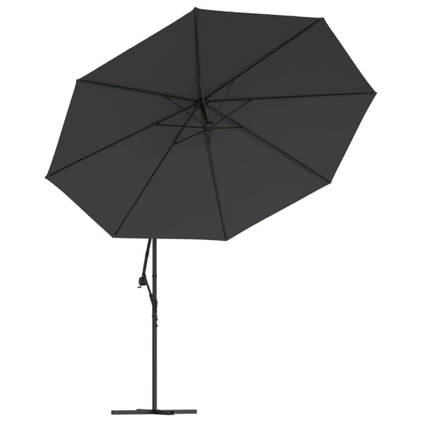vidaXL Cantilever Parasol with LED Lighting Steel Pole Black 350 cm