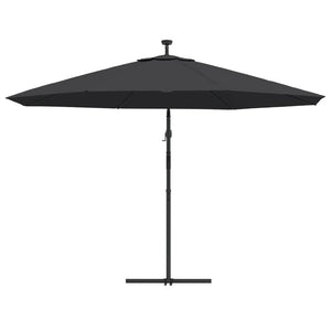 vidaXL Cantilever Parasol with LED Lighting Steel Pole Black 350 cm