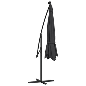 vidaXL Cantilever Parasol with LED Lighting Steel Pole Black 350 cm