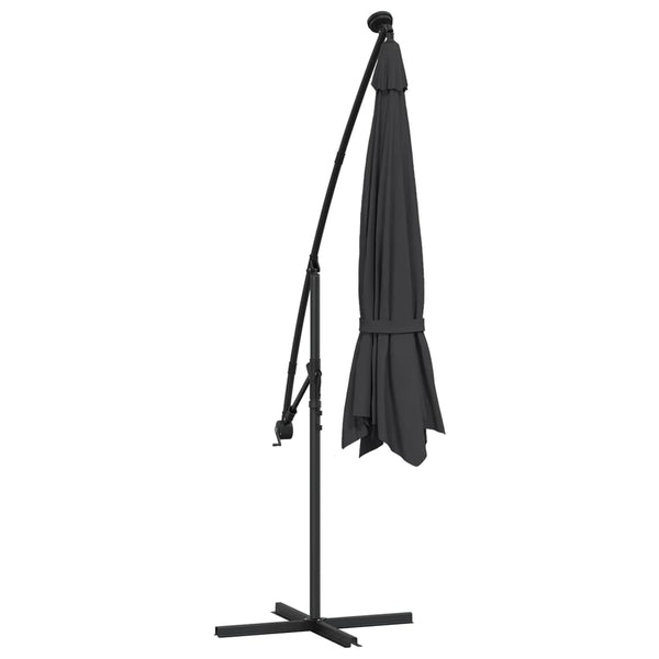 vidaXL Cantilever Parasol with LED Lighting Steel Pole Black 350 cm