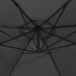 vidaXL Cantilever Parasol with LED Lighting Steel Pole Black 350 cm