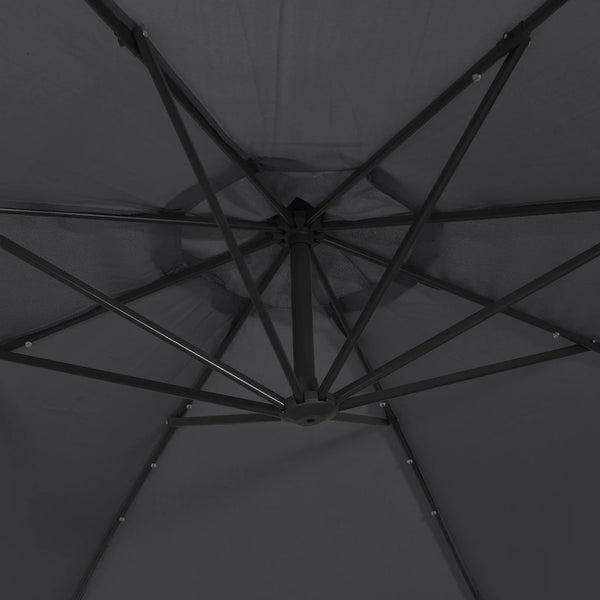 vidaXL Cantilever Parasol with LED Lighting Steel Pole Black 350 cm