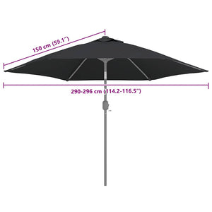 vidaXL Parasol Replacement Canopy Black 300 cm