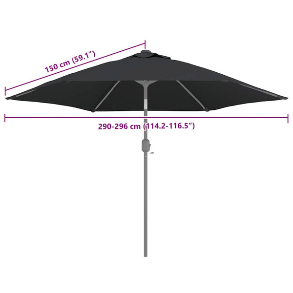 vidaXL Parasol Replacement Canopy Black 300 cm