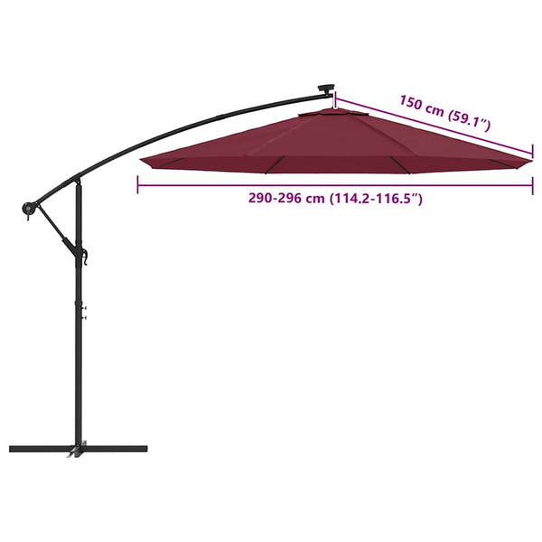 vidaXL Replacement Canopy for Cantilever Parasol Bordeaux Red 300 cm