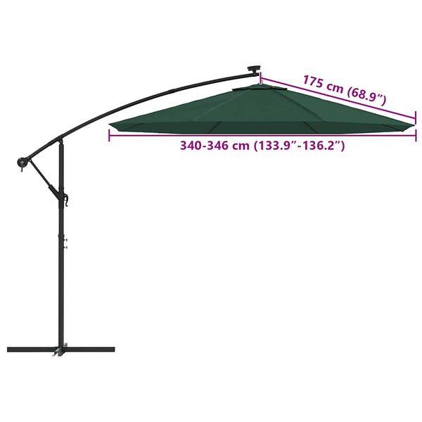 vidaXL Replacement Cover for Cantilever Parasol Green 350 cm
