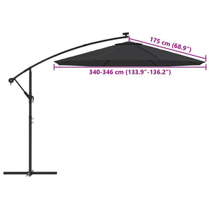vidaXL Replacement Canopy for Cantilever Parasol Black 350 cm