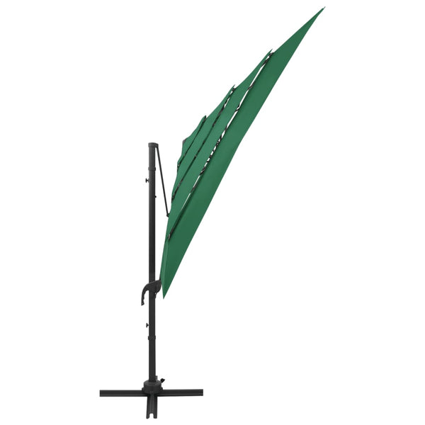 vidaXL 4-Layer Green Aluminium Pole Parasol 250x250 cm