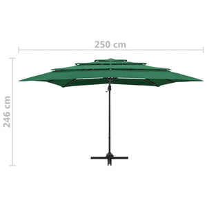 vidaXL 4-Layer Green Aluminium Pole Parasol 250x250 cm