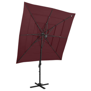 vidaXL 4-Layer Parasol with Aluminum Pole Burgundy 250x250 cm