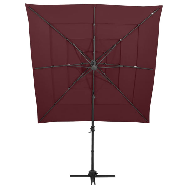 vidaXL 4-Layer Parasol with Aluminum Pole Burgundy 250x250 cm