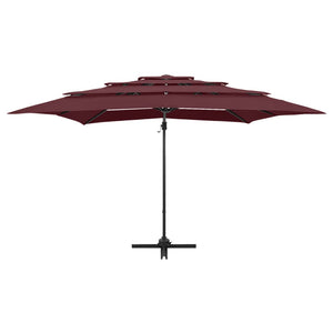 vidaXL 4-Layer Parasol with Aluminum Pole Burgundy 250x250 cm