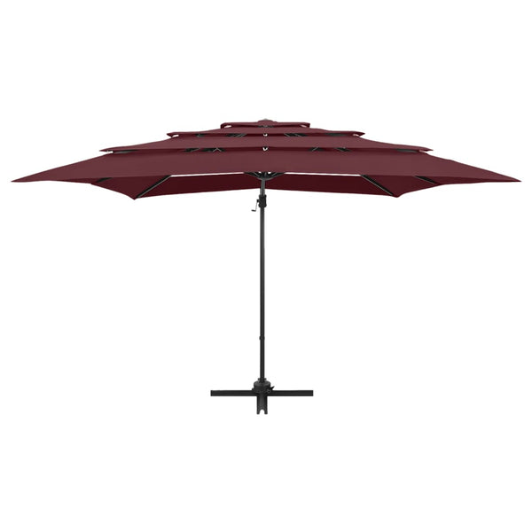 vidaXL 4-Layer Parasol with Aluminum Pole Burgundy 250x250 cm
