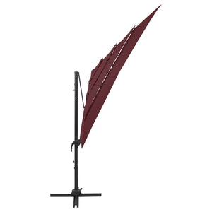 vidaXL 4-Layer Parasol with Aluminum Pole Burgundy 250x250 cm