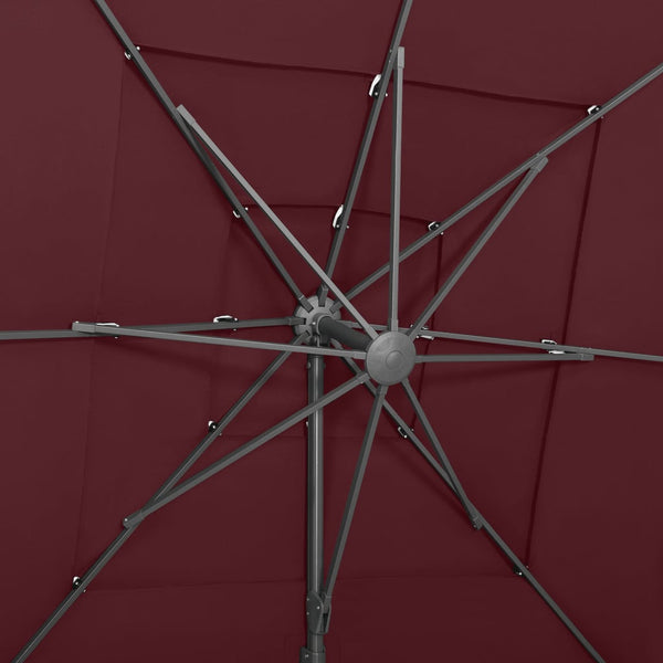 vidaXL 4-Layer Parasol with Aluminum Pole Burgundy 250x250 cm