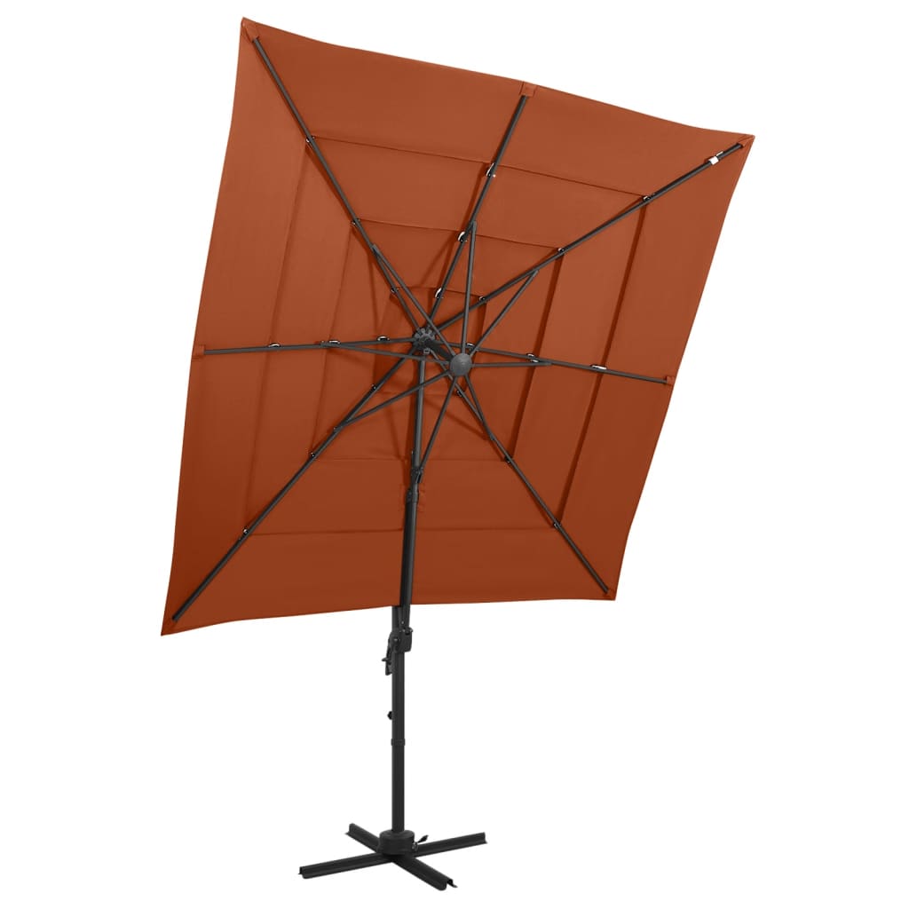 vidaXL 4-Layer Parasol with Aluminum Pole Terracotta 250x250 cm