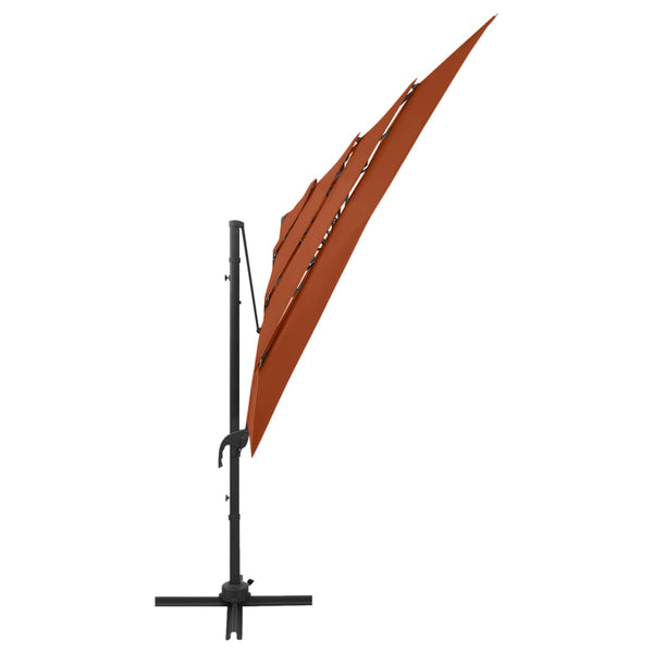 vidaXL 4-Layer Parasol with Aluminum Pole Terracotta 250x250 cm
