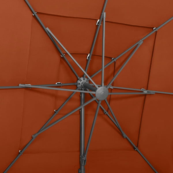 vidaXL 4-Layer Parasol with Aluminum Pole Terracotta 250x250 cm