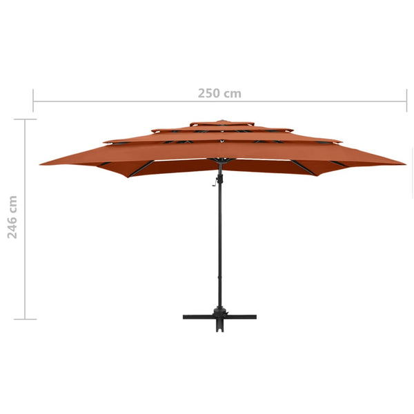 vidaXL 4-Layer Parasol with Aluminum Pole Terracotta 250x250 cm